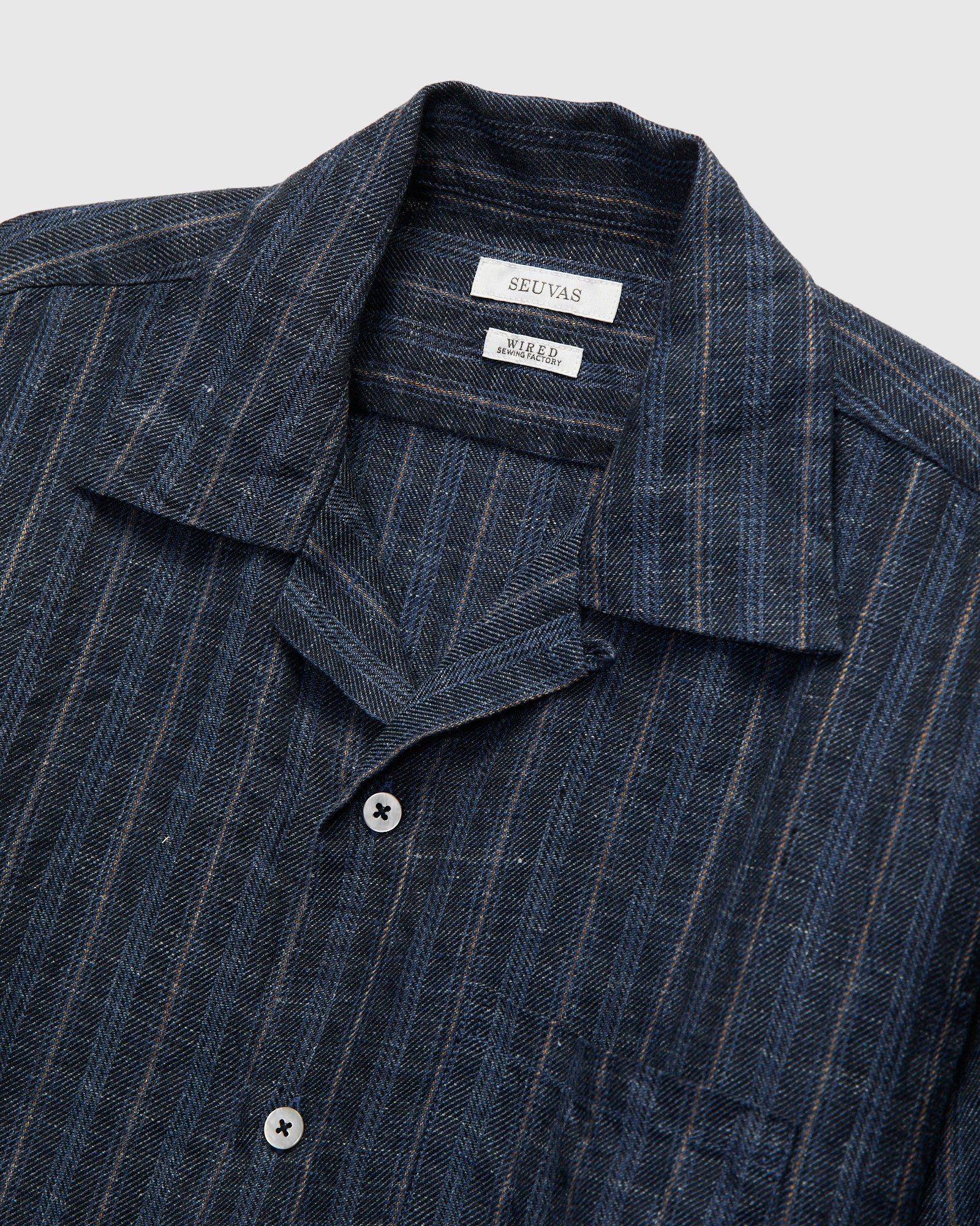Linen Open Collar Shirt in Navy – Blue Owl Workshop