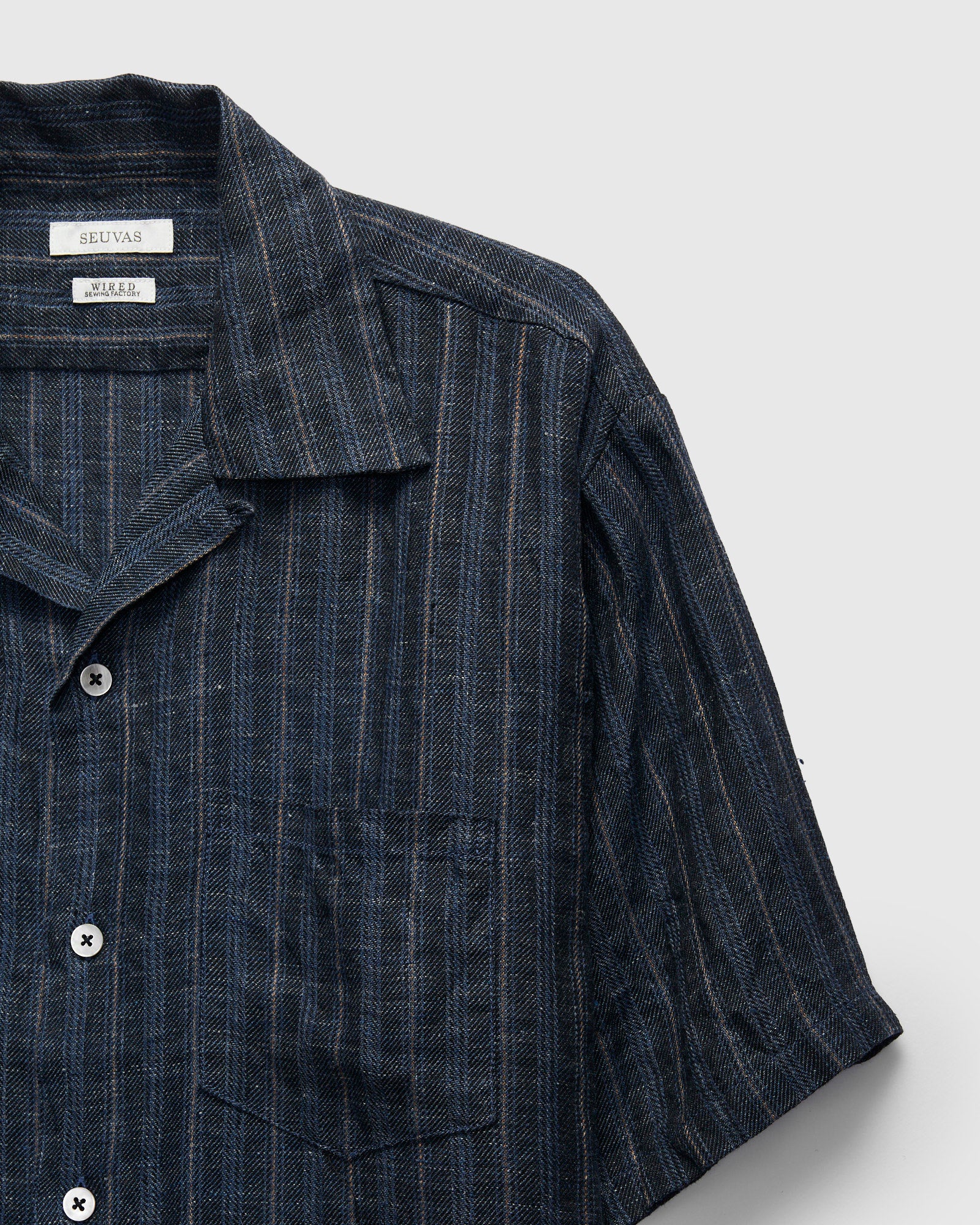 Linen Open Collar Shirt in Navy – Blue Owl Workshop