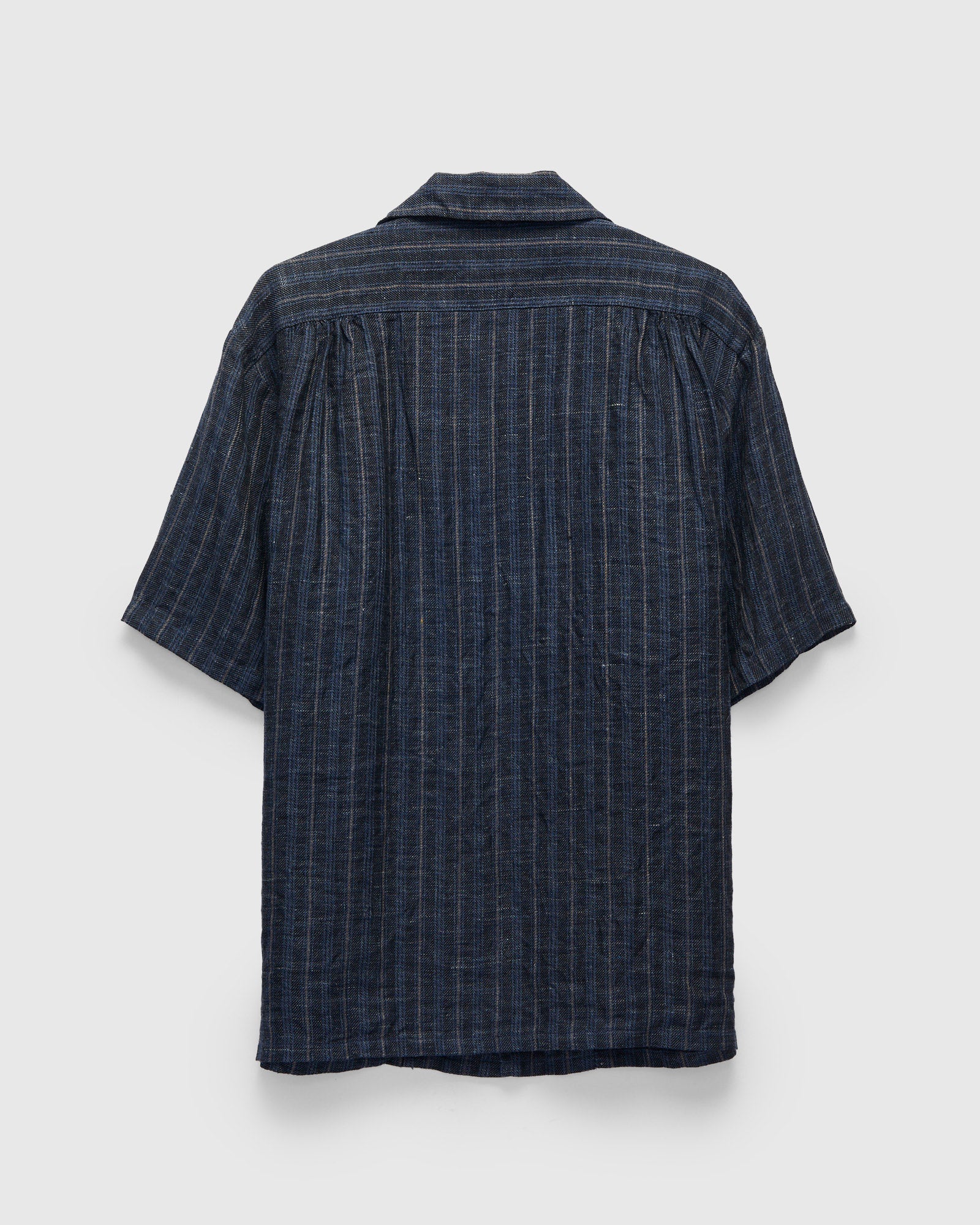 Linen Open Collar Shirt in Navy – Blue Owl Workshop