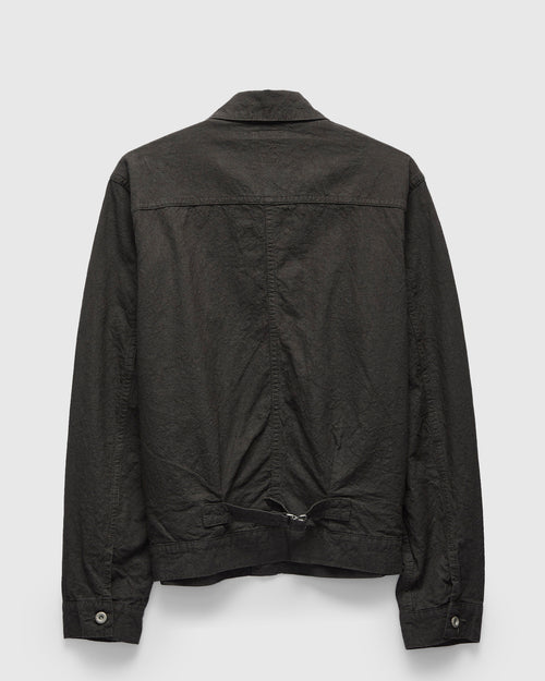 Linen Cotton Trucker Jacket in Charcoal