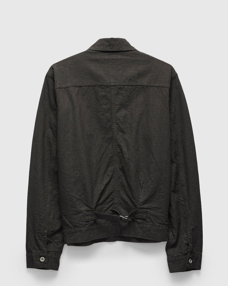 Linen Cotton Trucker Jacket in Charcoal