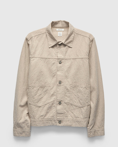 Linen Cotton Trucker Jacket in Natural