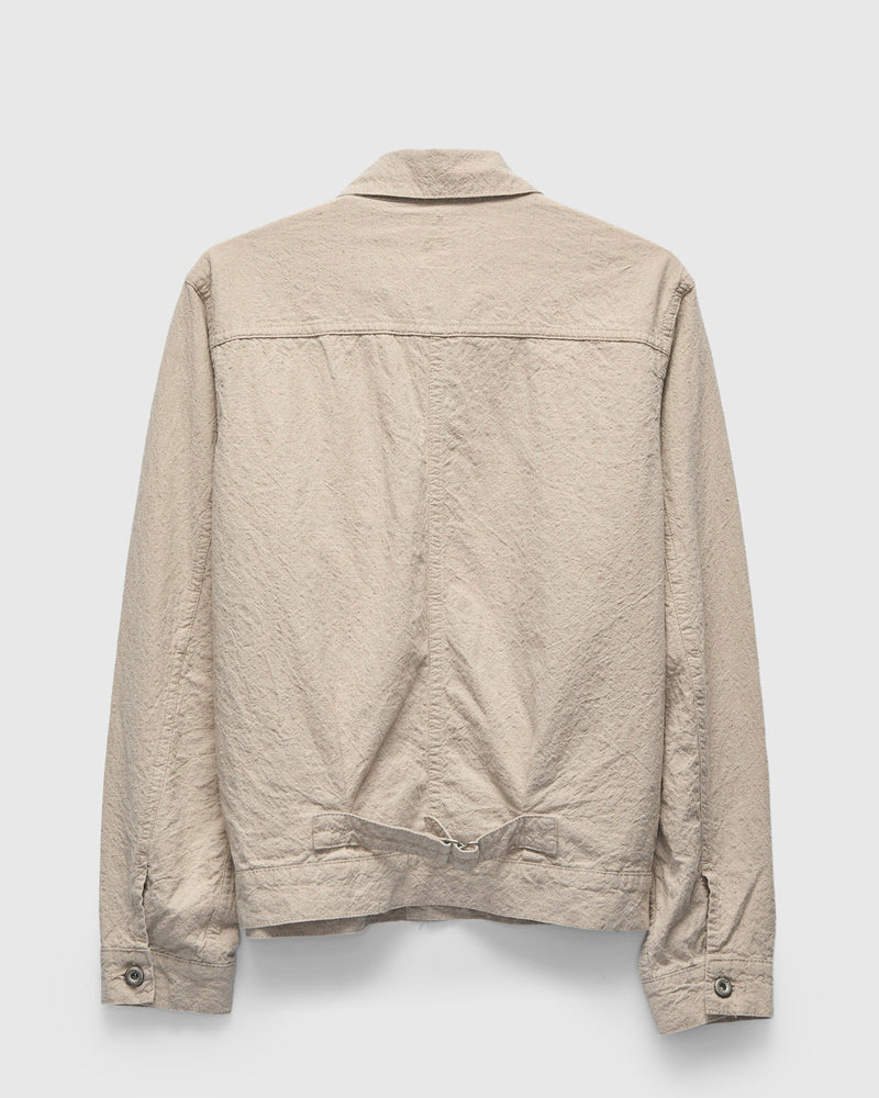 Linen Cotton Trucker Jacket in Natural