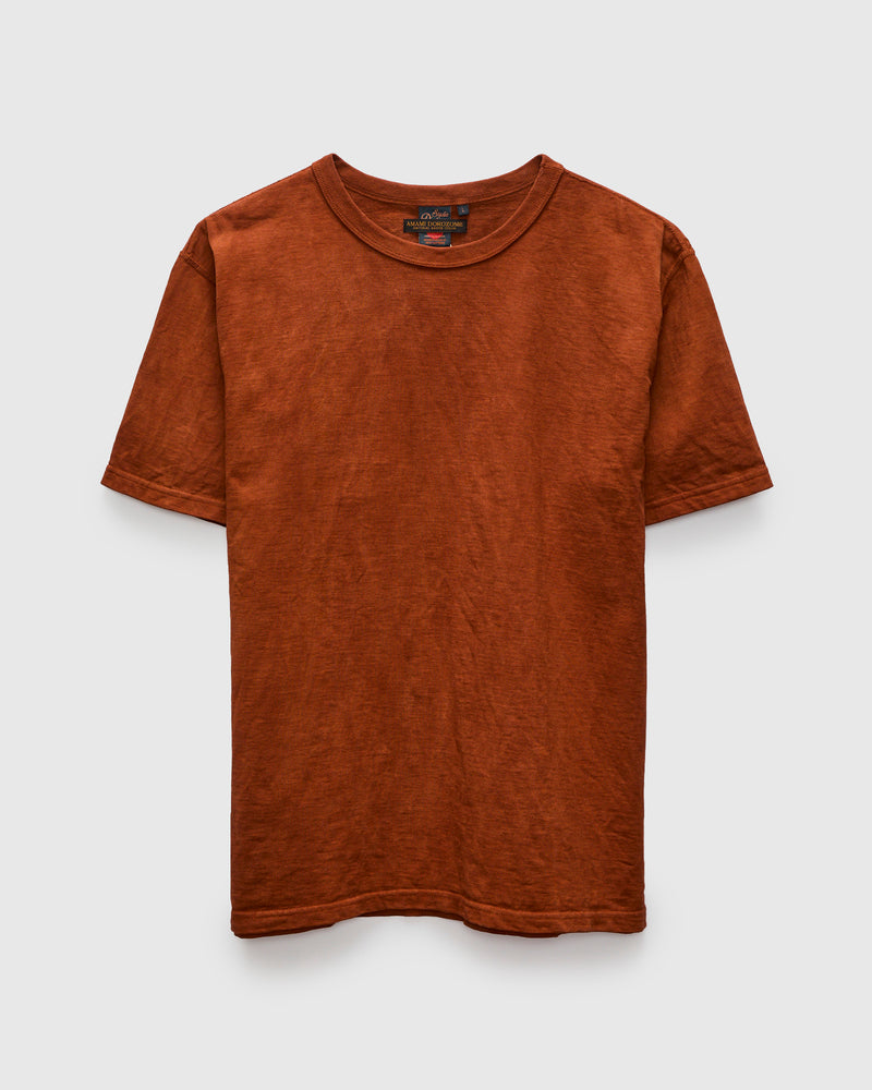 "Amami Mud-Dyed" Loopwheel T-Shirt in Brown
