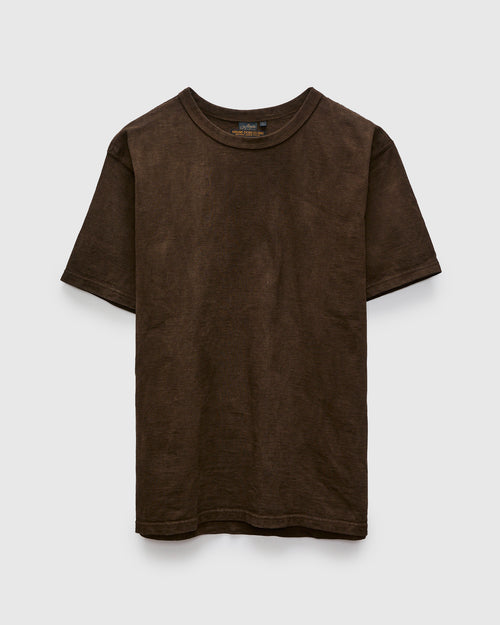 "Amami Mud-Dyed" Loopwheel T-Shirt in Dark Brown