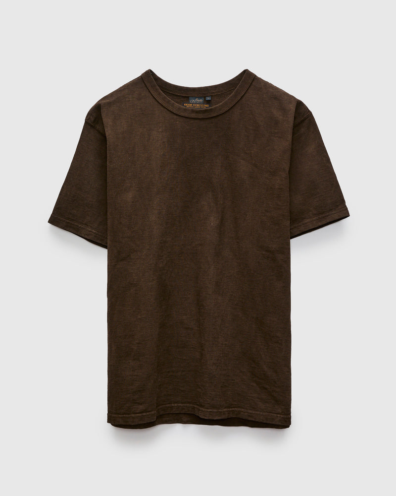 "Amami Mud-Dyed" Loopwheel T-Shirt in Dark Brown