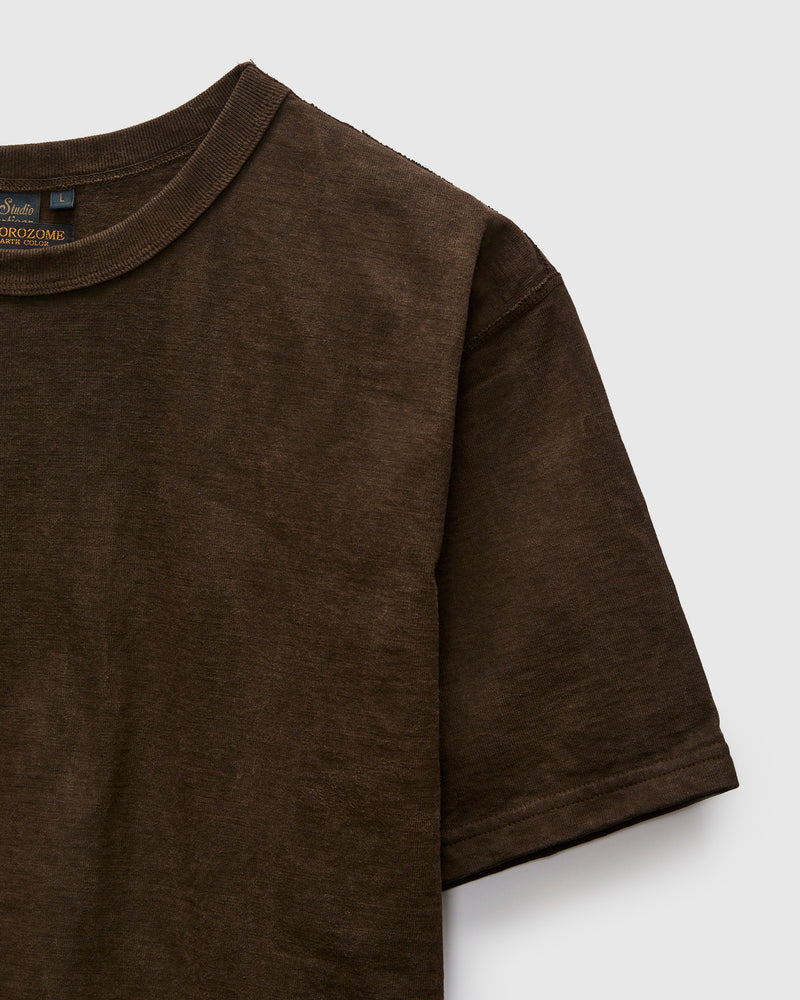 "Amami Mud-Dyed" Loopwheel T-Shirt in Dark Brown