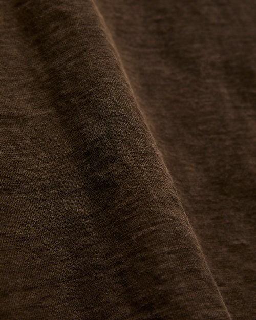 "Amami Mud-Dyed" Loopwheel T-Shirt in Dark Brown