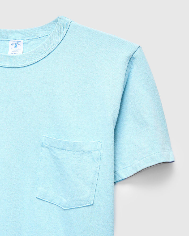 Pigment Dyed Pocket Tee in Turquoise Blue