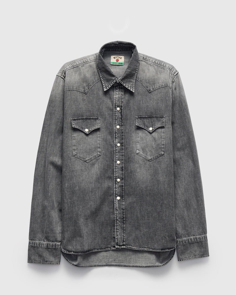 Denim Pearlsnap Shirt in Washed Black