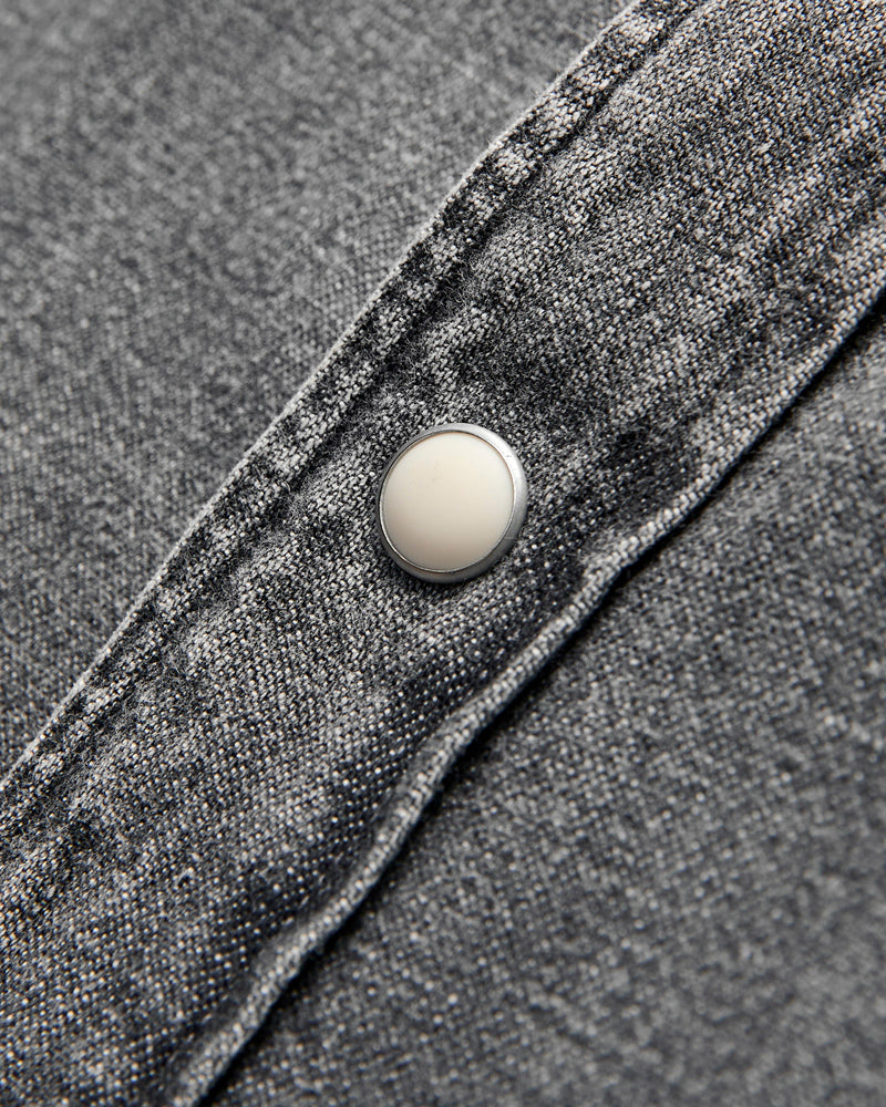 Denim Pearlsnap Shirt in Washed Black