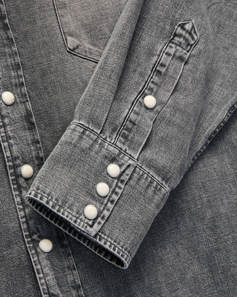 Denim Pearlsnap Shirt in Washed Black
