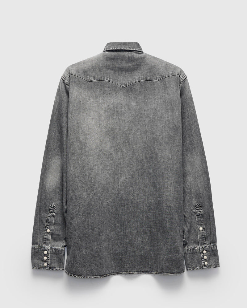 Denim Pearlsnap Shirt in Washed Black