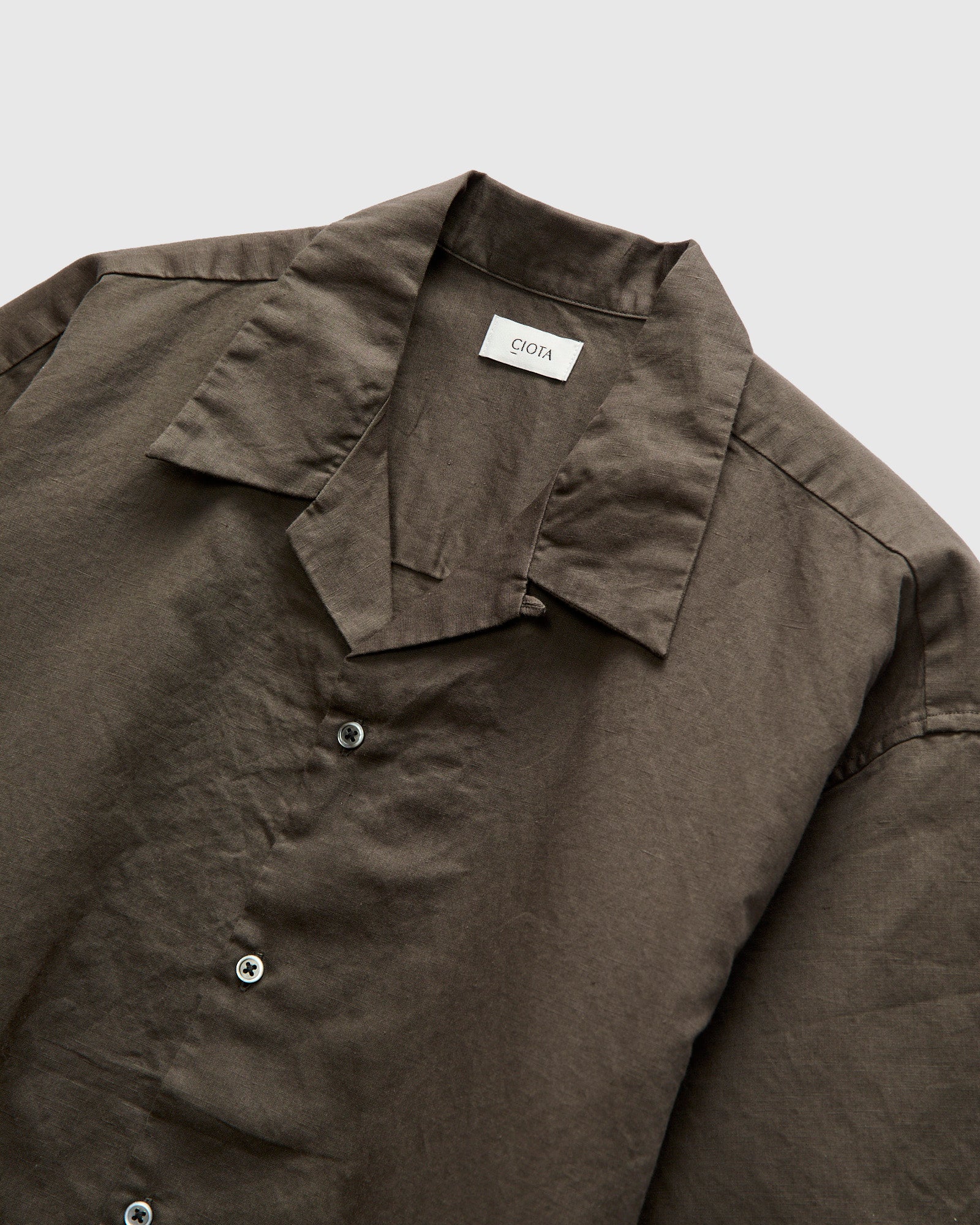 Linen Blend Open Collar SS Shirt in Charcoal Grey – Blue Owl Workshop