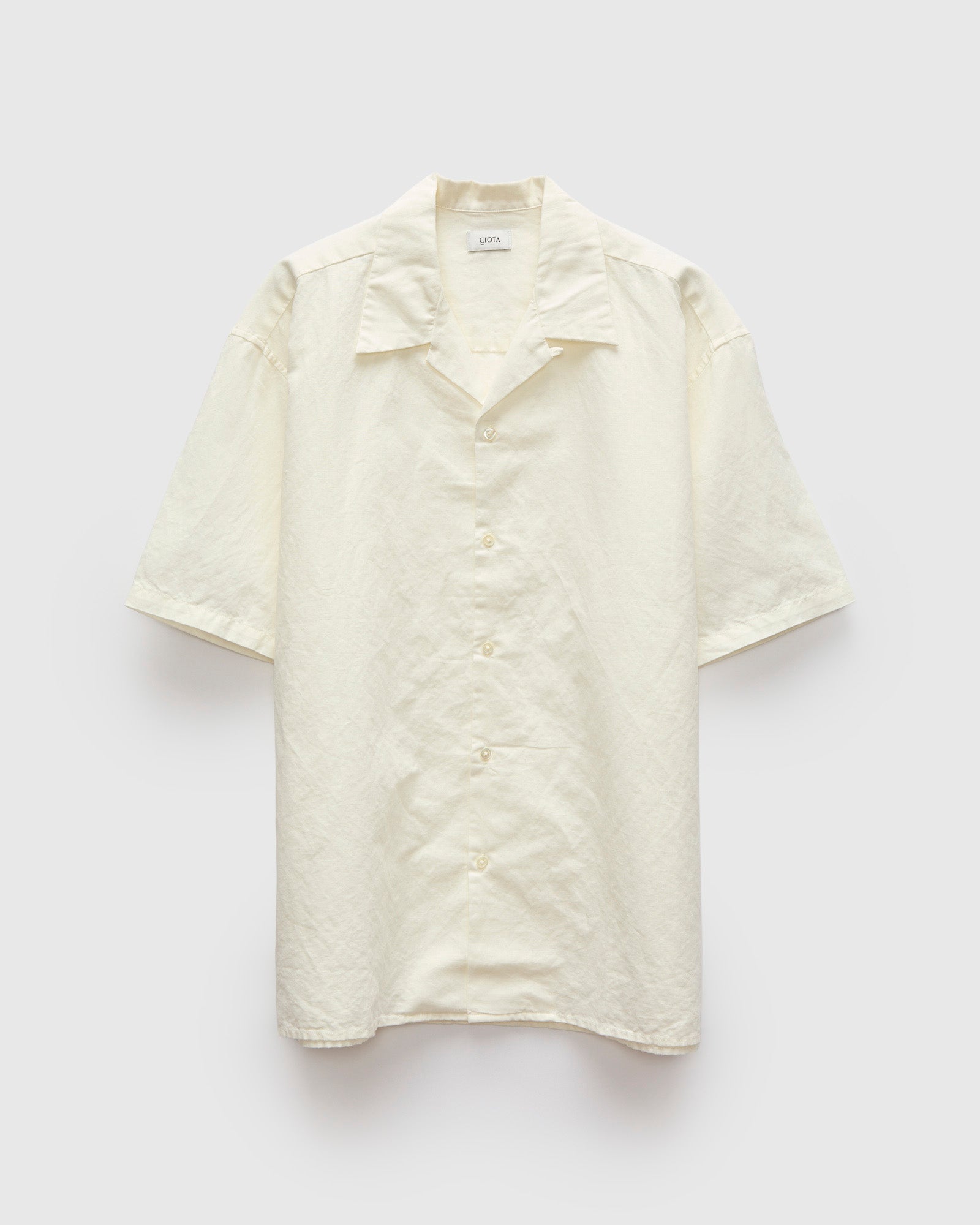 Linen Blend Open Collar SS Shirt in Off-White – Blue Owl Workshop