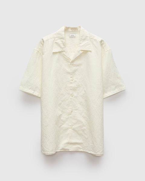 トップス T/W/R TROPICAL S/S OPEN COLLAR SHIRTS Linen Blend Open Collar SS Shirt in Off-White – Blue Owl Workshop