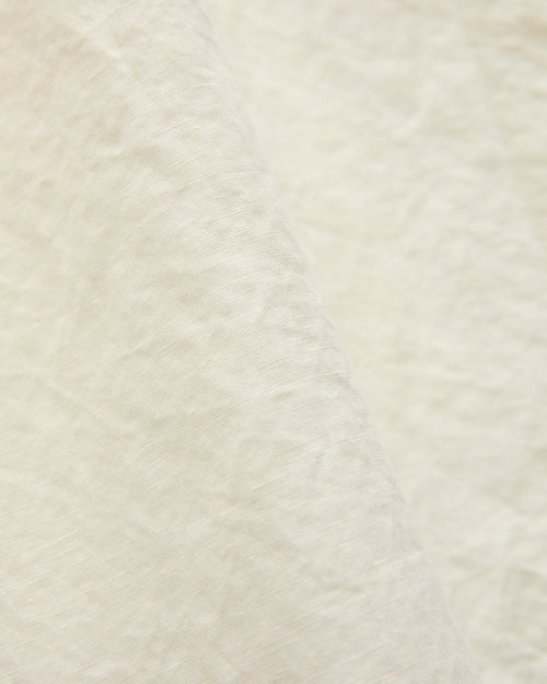 Linen Blend Open Collar SS Shirt in Off-White