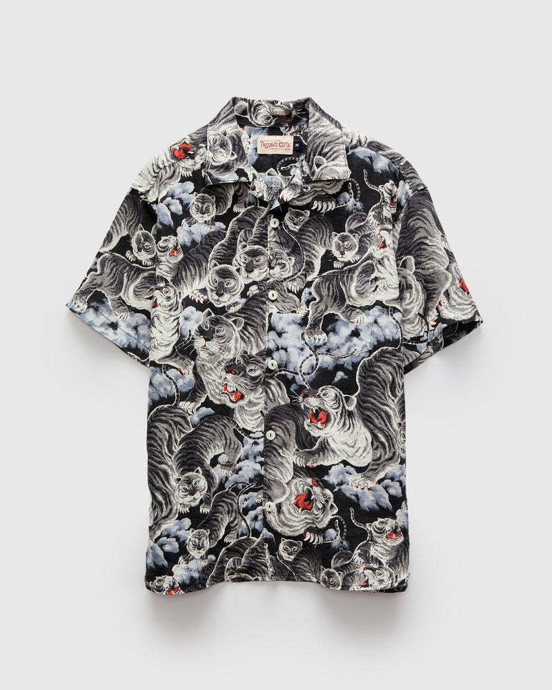 Hawaiian Shirt in Black Tiger