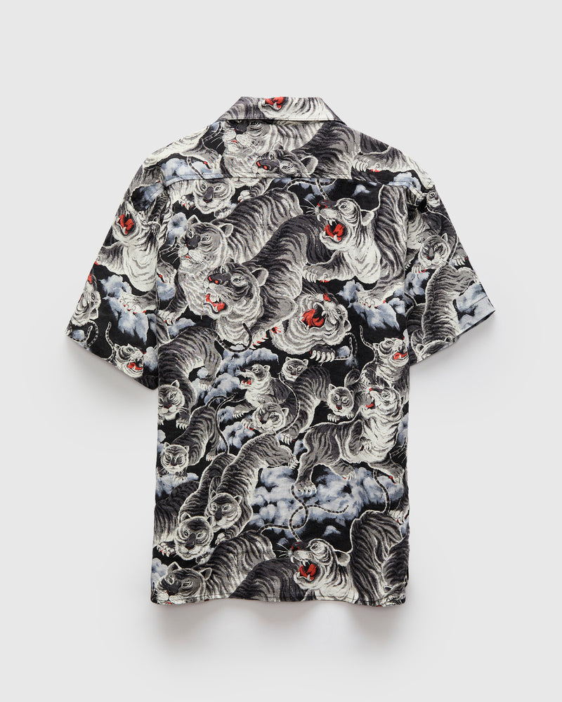 Hawaiian Shirt in Black Tiger