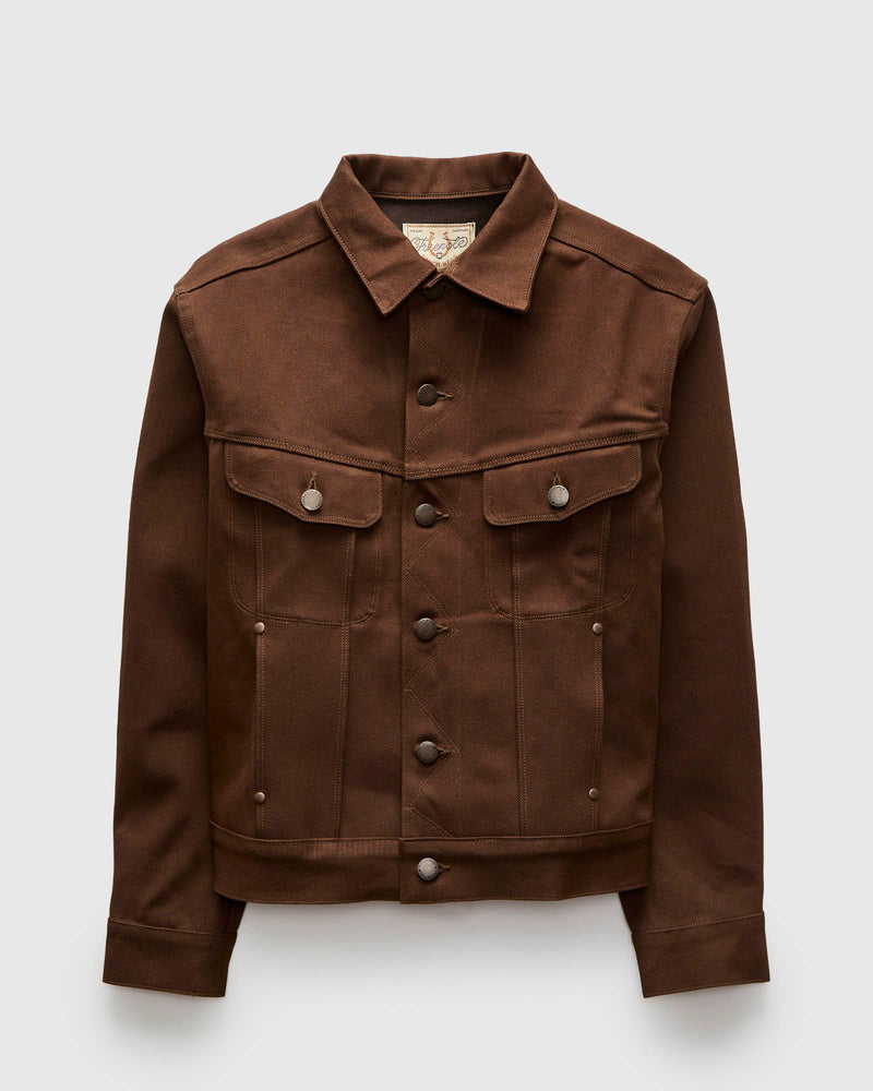 High Low 15oz Selvedge Denim Jacket in Dark Brown