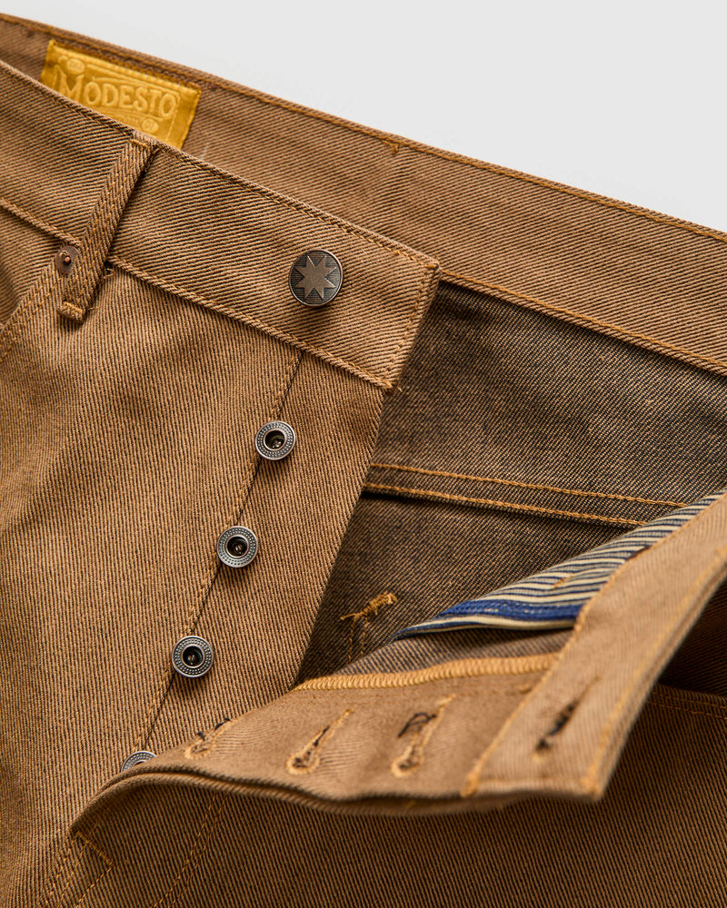 "Light Brown Modesto" 15oz Selvedge Denim - Straight Fit