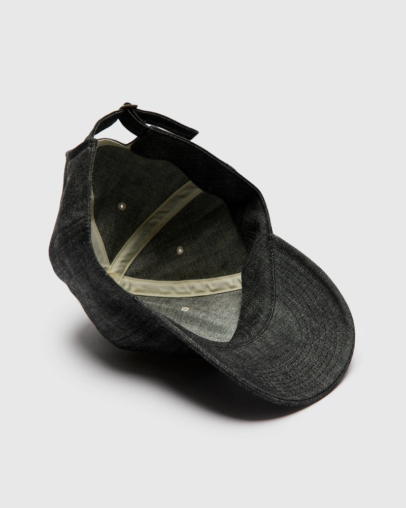 Patch Denim Baseball Cap in Black