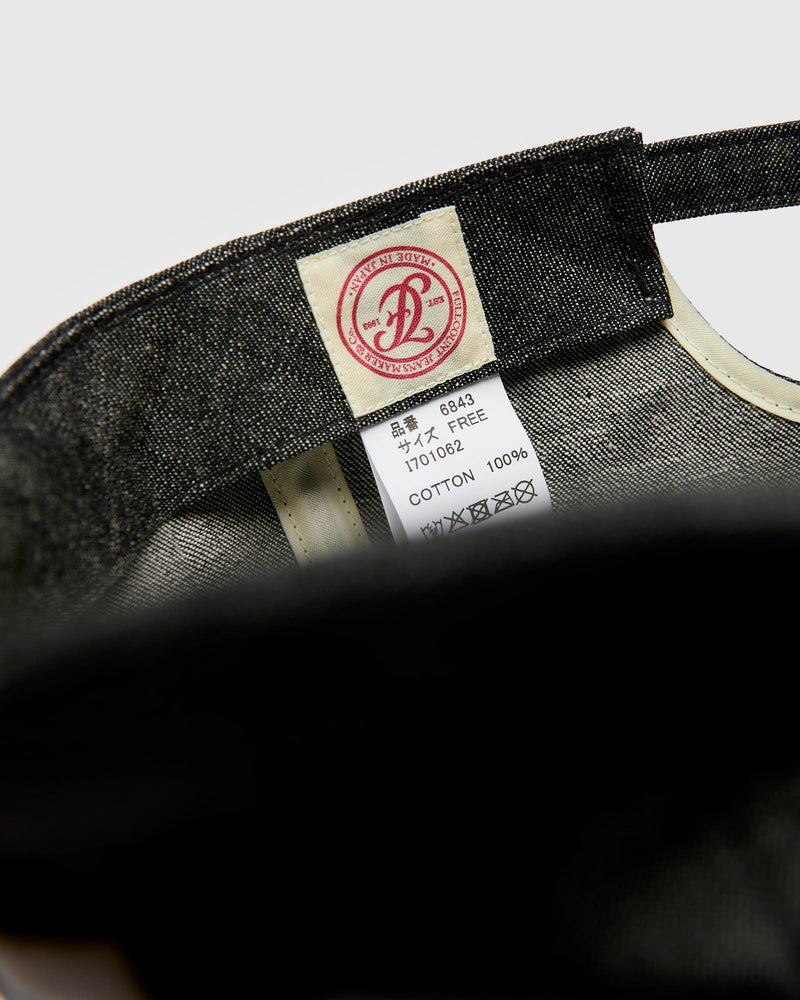 Patch Denim Baseball Cap in Black