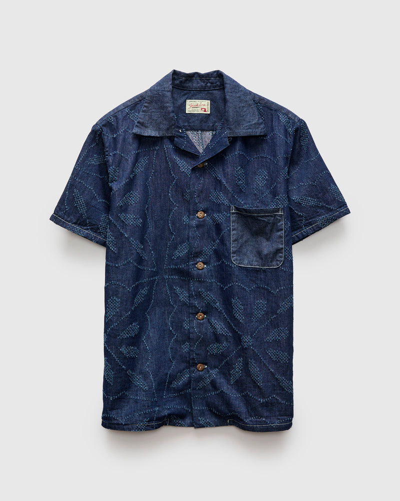 Aloha Shirt in Indigo Fireworks
