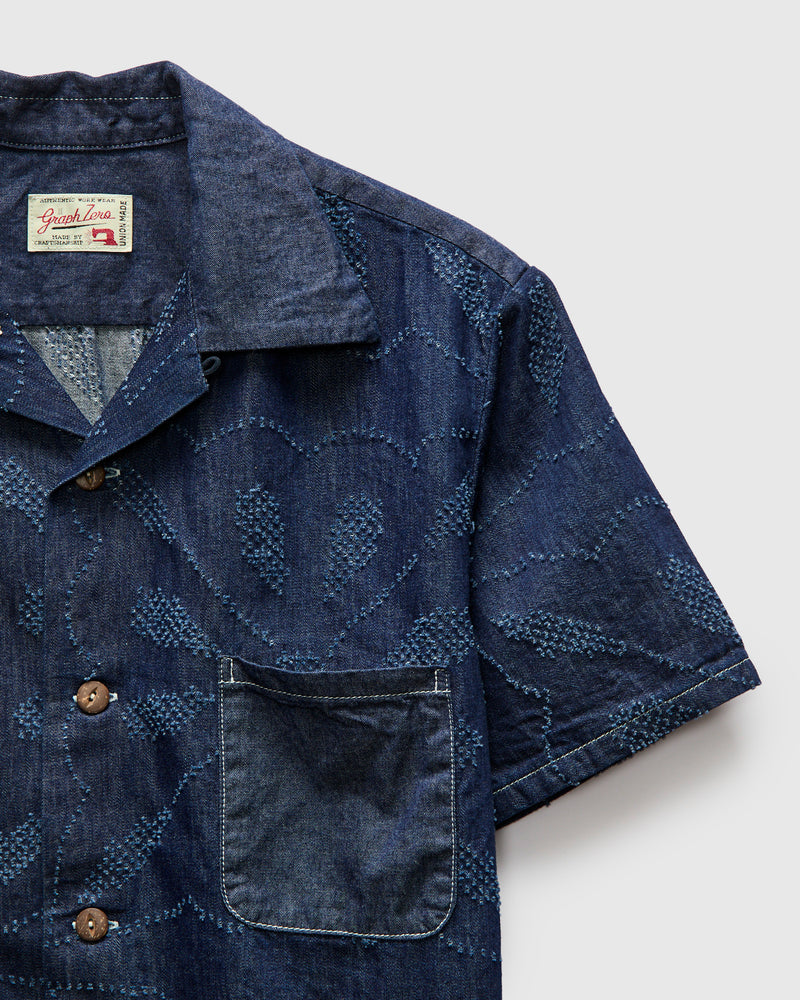 Aloha Shirt in Indigo Fireworks