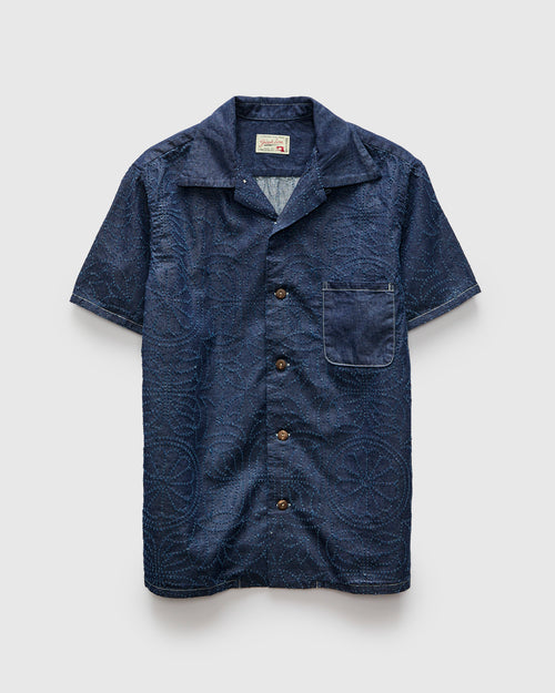 Aloha Shirt in Indigo Flower