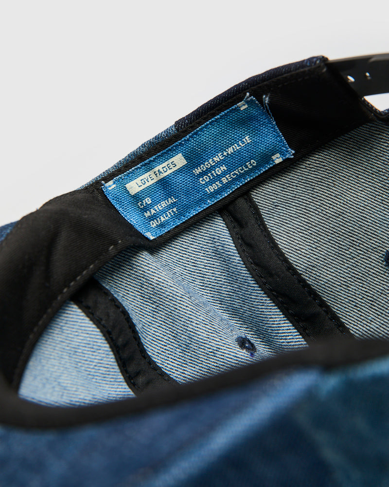 Love Fades Recycled Denim Plus Cap in Indigo