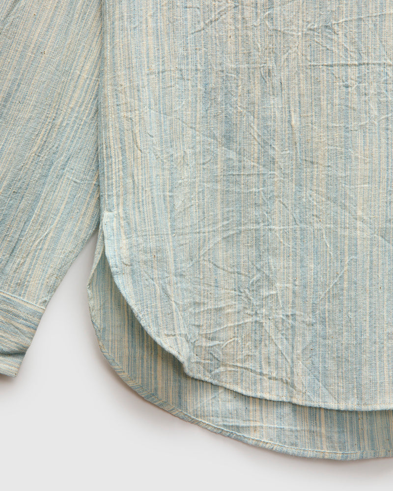 Handwoven Brook Shirt in Spacedye Light Indigo Stripe