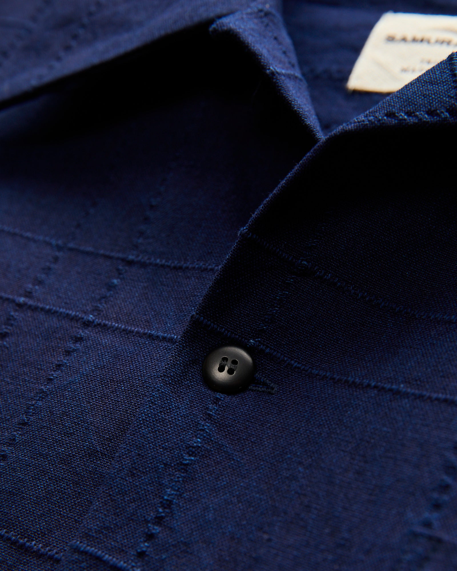 Open Collar Shirt in Indigo Sashiko Lattice – Blue Owl Workshop