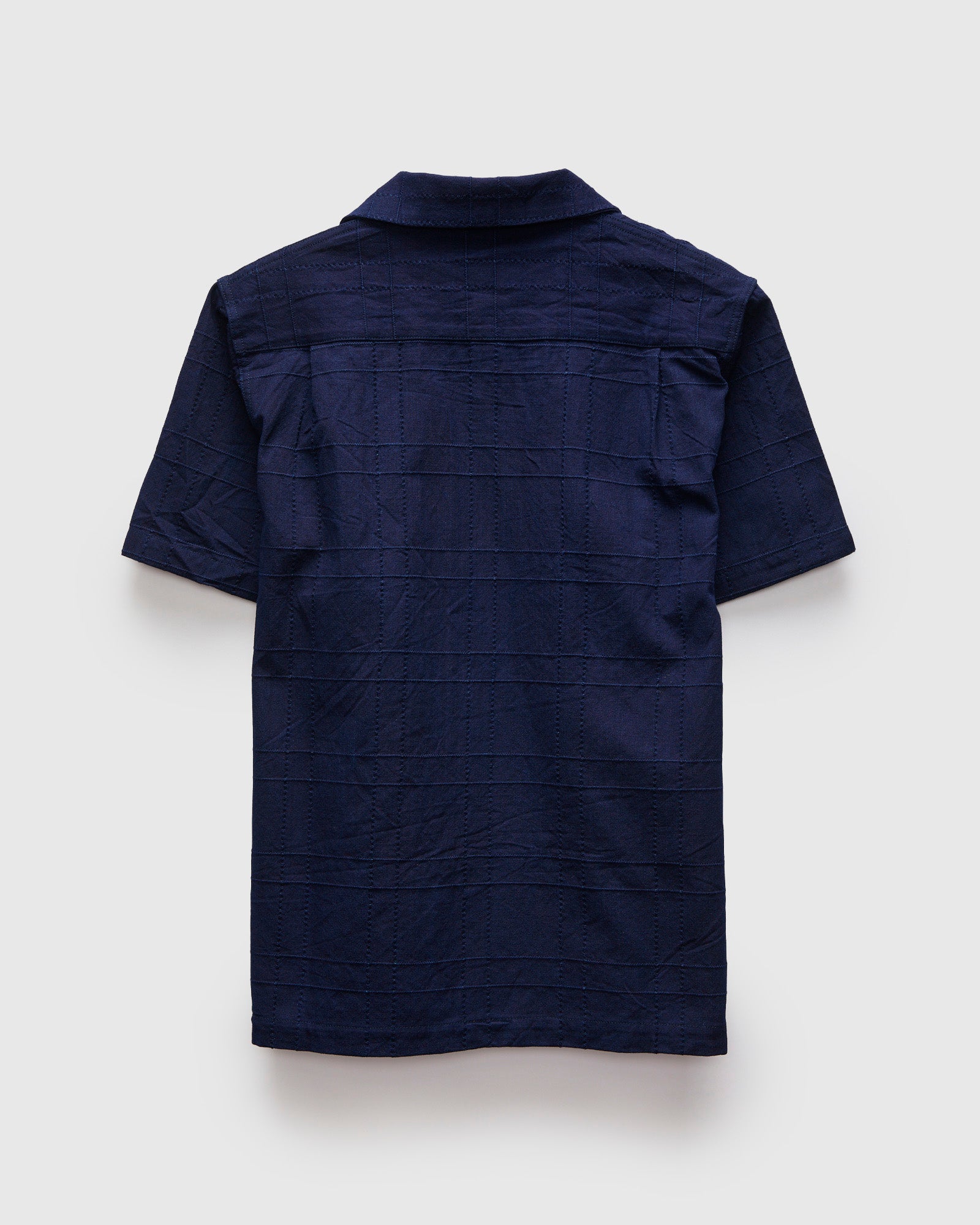 Open Collar Shirt in Indigo Sashiko Lattice – Blue Owl Workshop