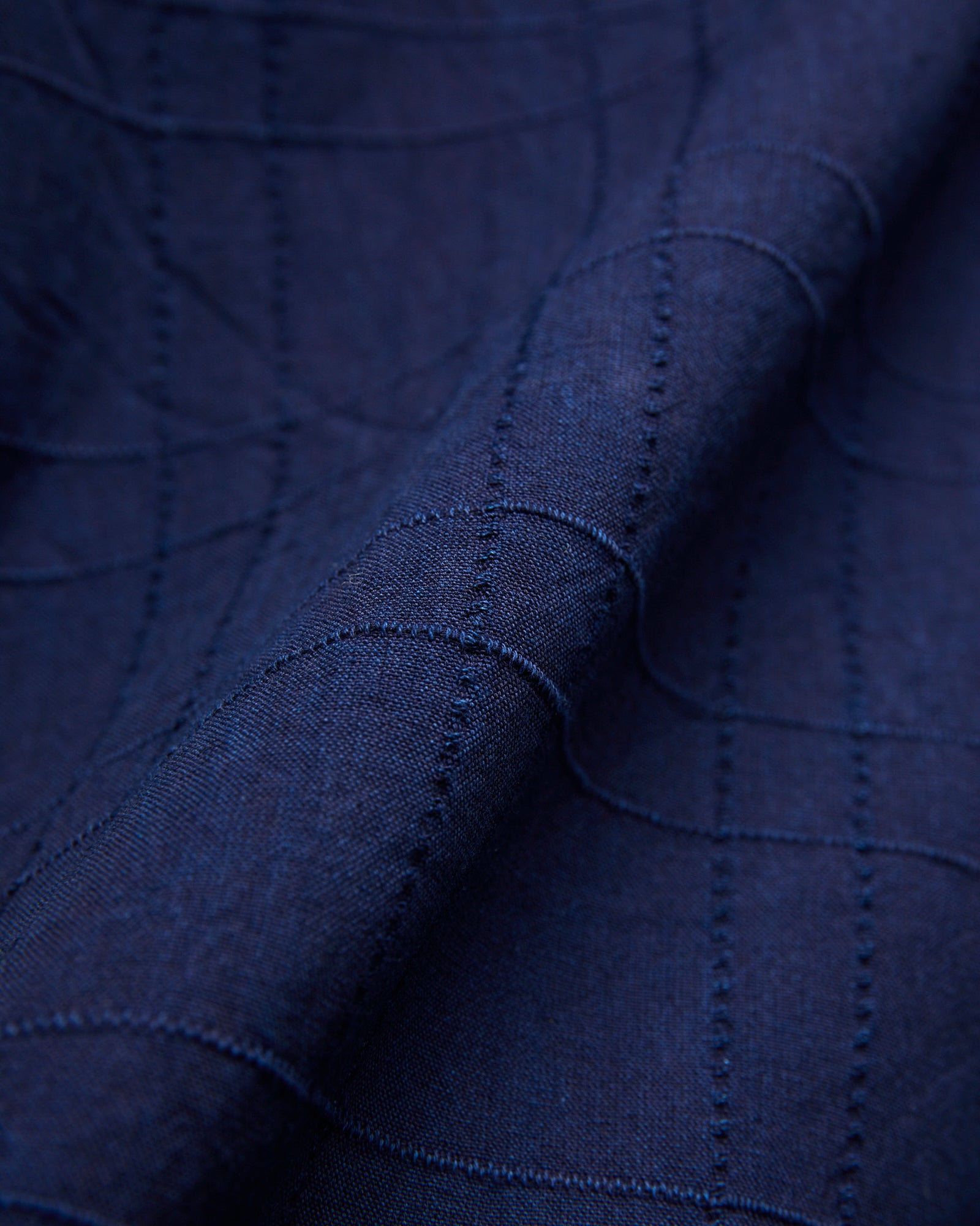 Open Collar Shirt in Indigo Sashiko Lattice – Blue Owl Workshop