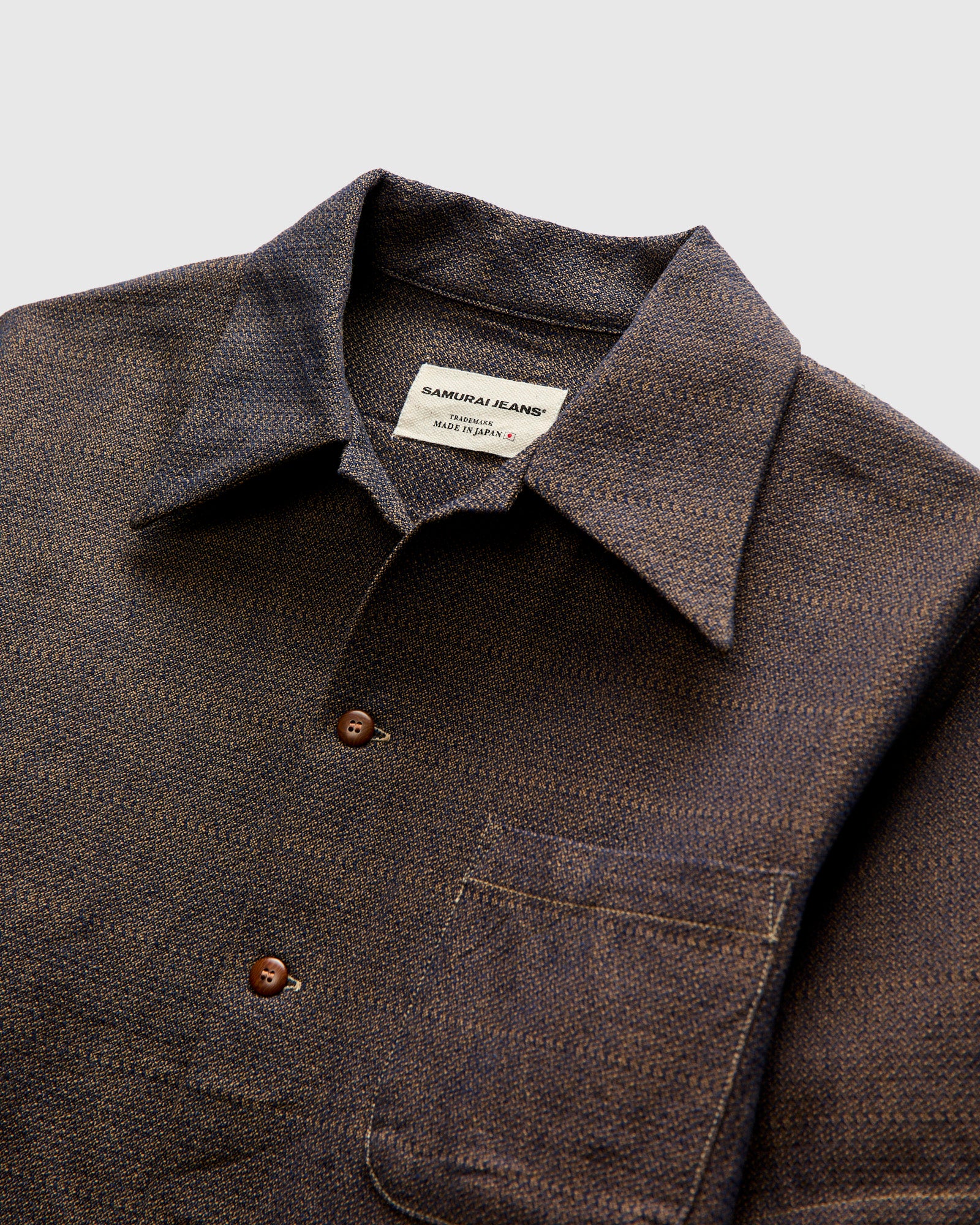 【値下げ】THE SHISHIKUI open collar / NAVY Open Collar Shirt in Sashiko Kanoko Aimadara – Blue Owl Workshop