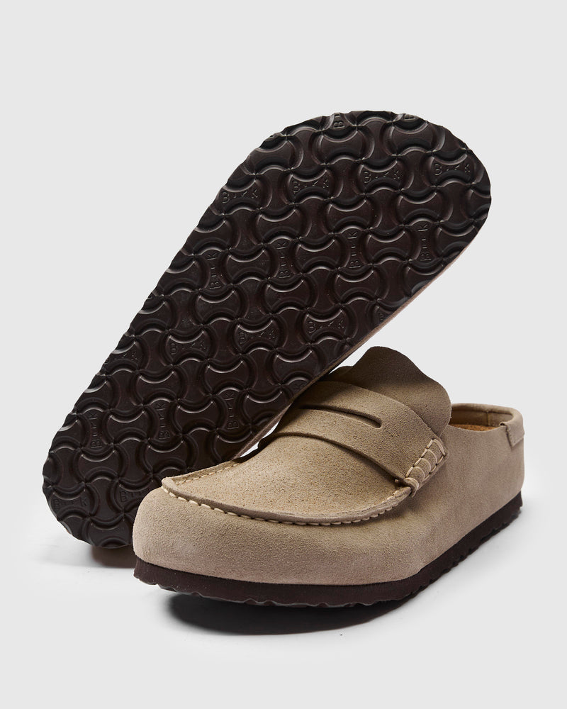Naples Wrapped Clog in Taupe Suede