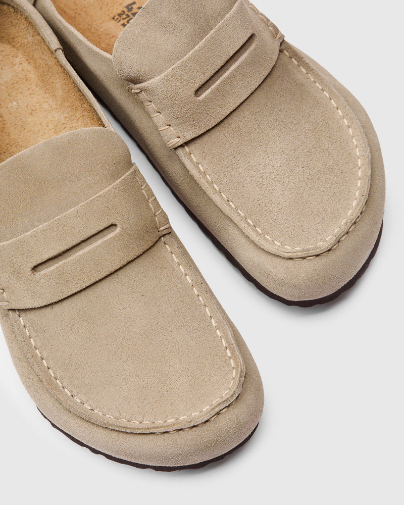 Naples Wrapped Clog in Taupe Suede