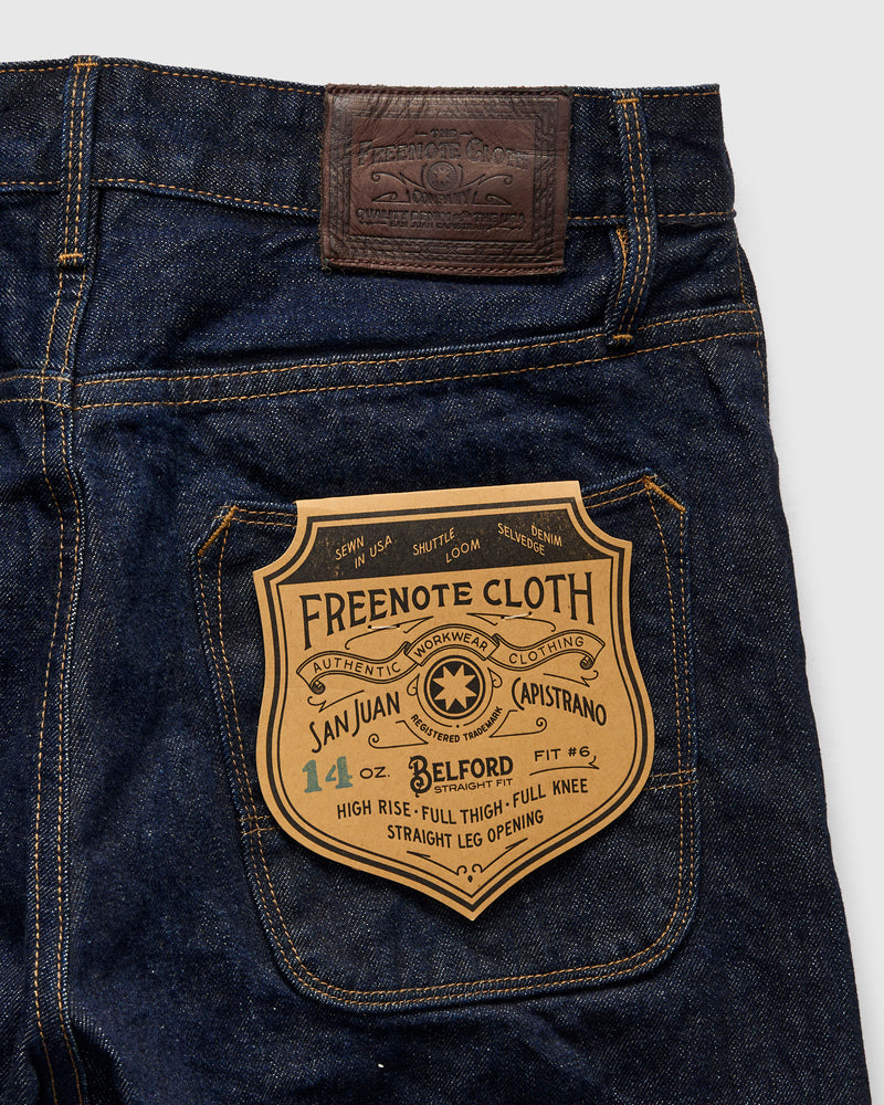 "50s Blue Belford" 14oz Rinsed Selvedge Denim Pant - 50s Straight Fit