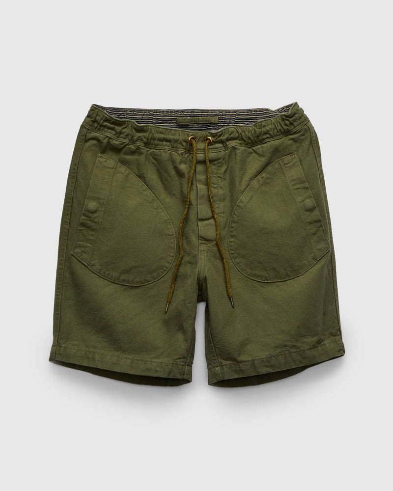 Deck Short in Olive Canvas
