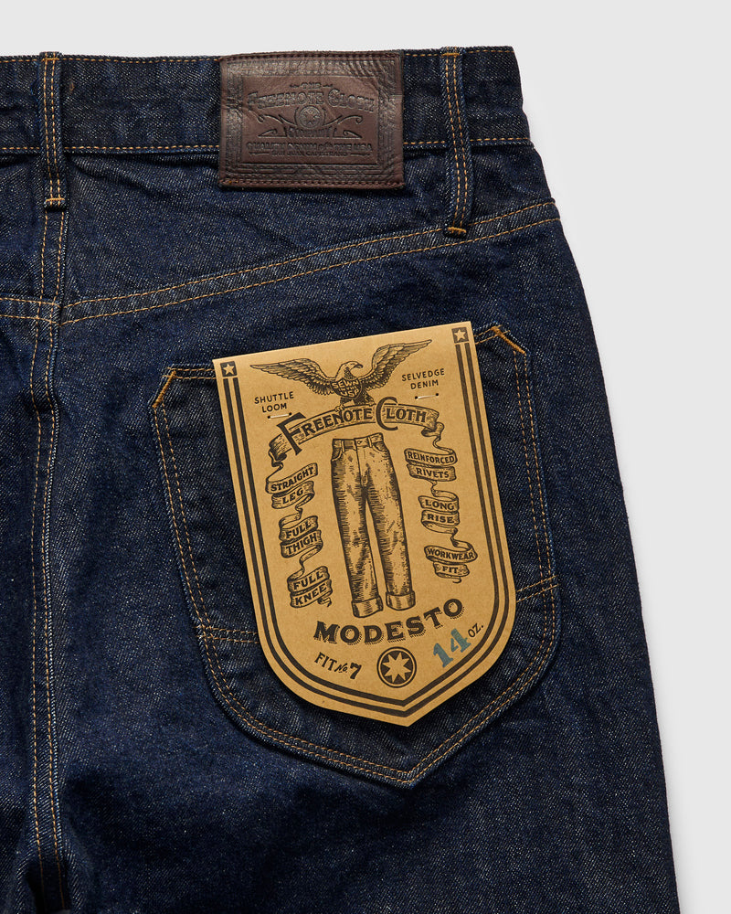 "50s Blue Modesto" 14oz Rinsed Selvedge Denim Pant - Straight Fit