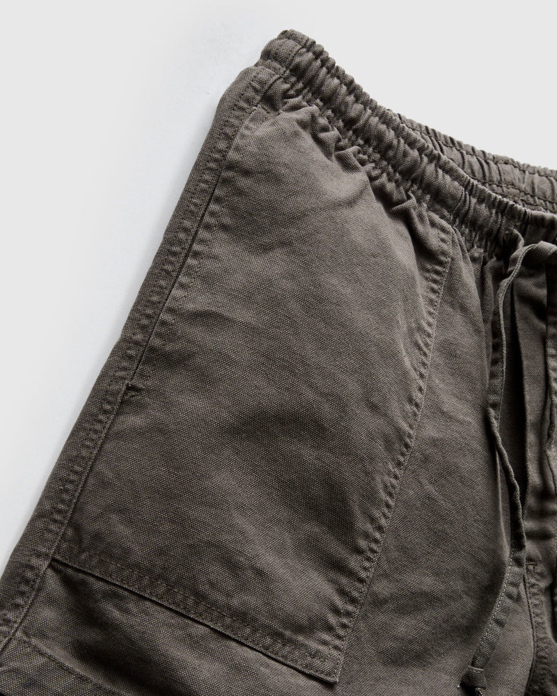 Canvas Lounge Shorts in Faded Black