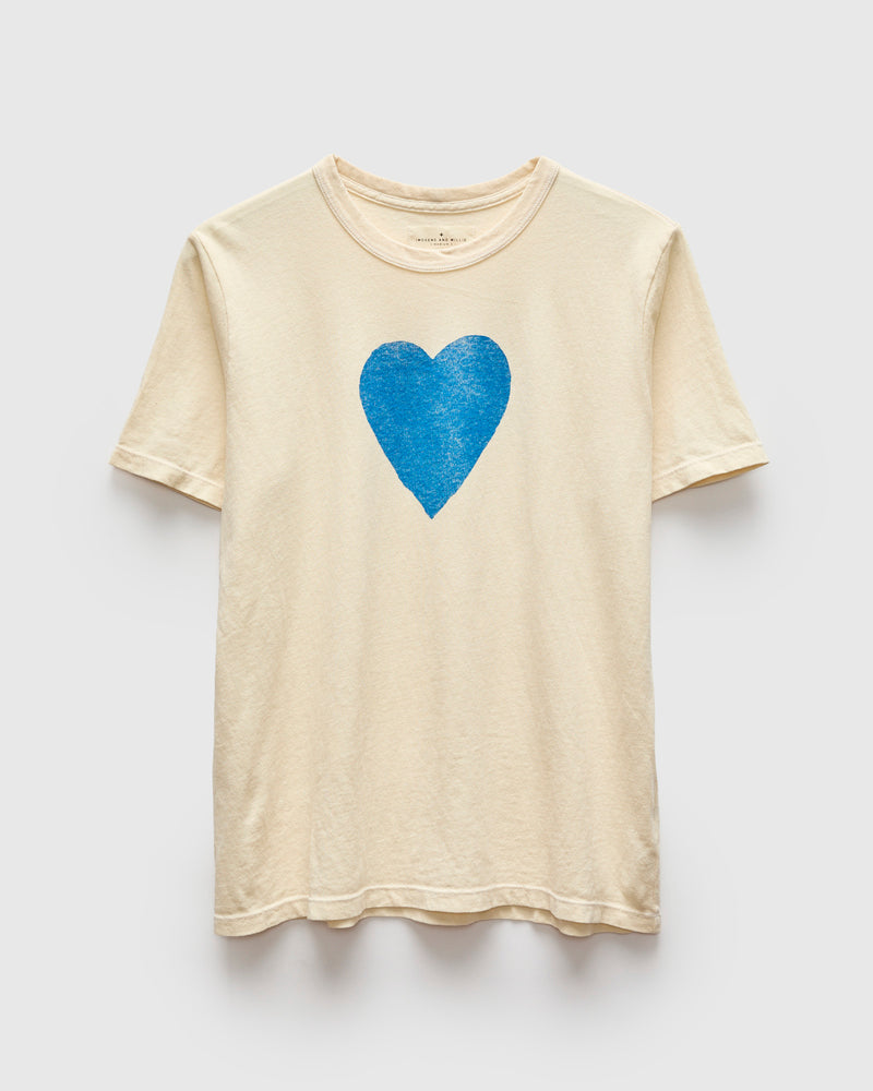 "Blue Heart" T-Shirt in Vintage White