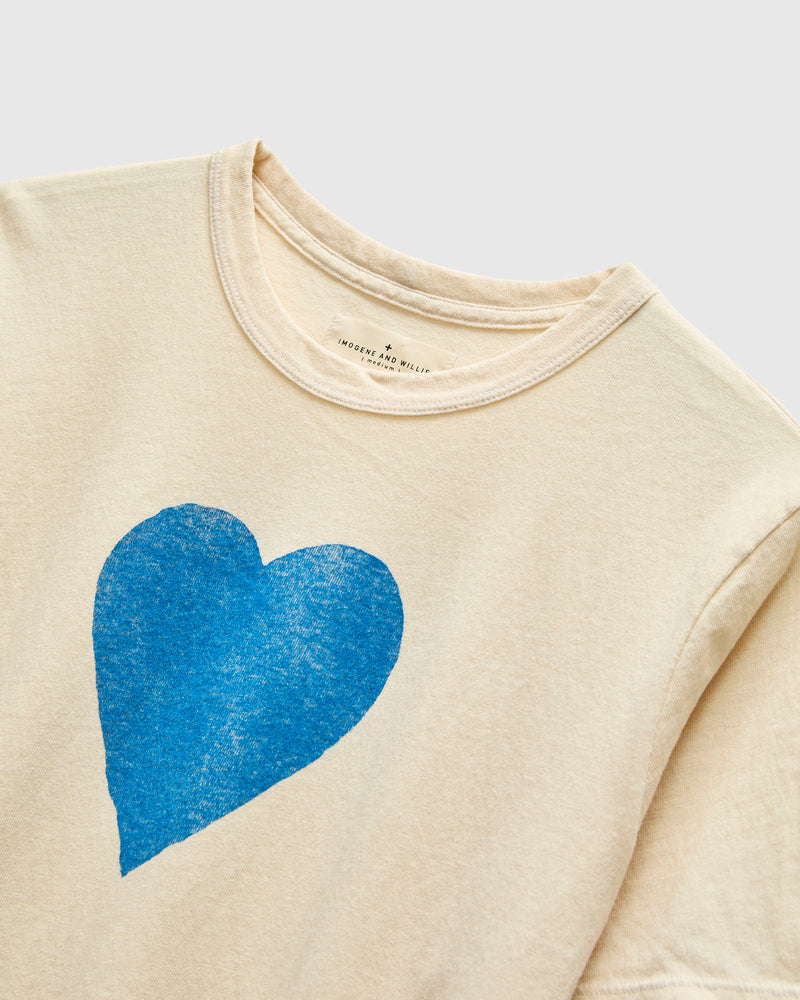 "Blue Heart" T-Shirt in Vintage White
