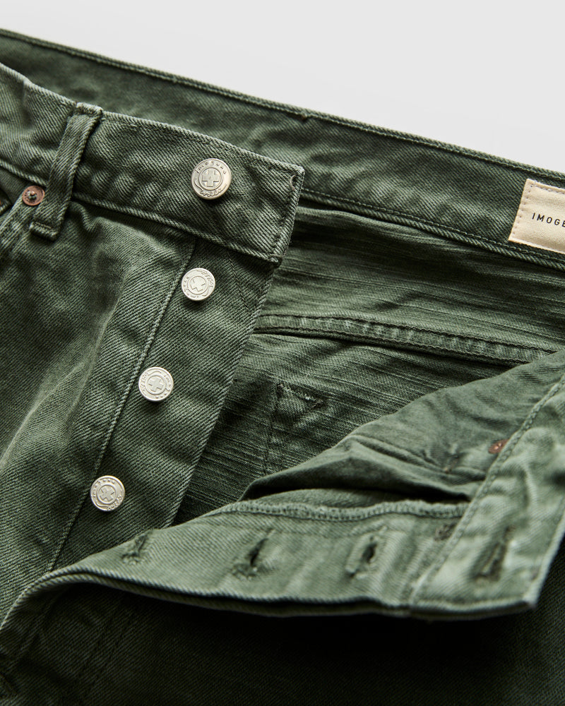 "Russell Spruce" 14.5oz Washed Stretch Selvedge Denim - Relaxed Tapered Fit