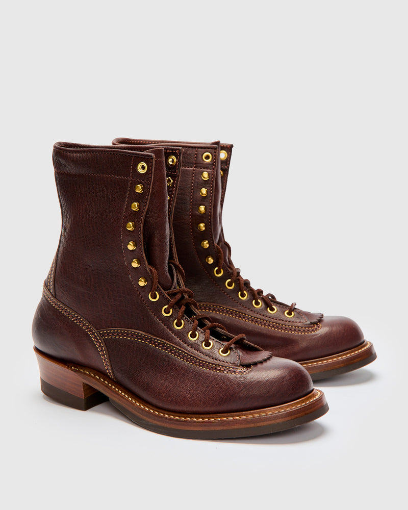 8" Donkey Puncher Boot in Ezo Shika Deerskin Dark Brown