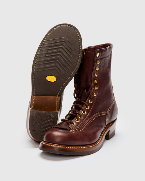8" Donkey Puncher Boot in Ezo Shika Deerskin Dark Brown