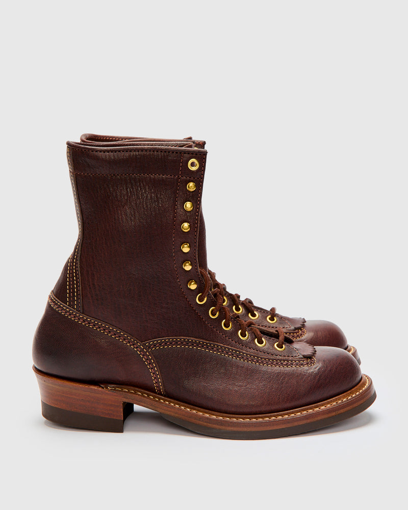8" Donkey Puncher Boot in Ezo Shika Deerskin Dark Brown