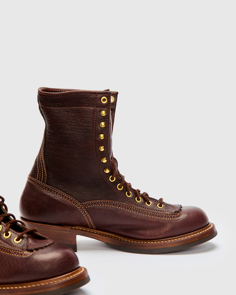 8" Donkey Puncher Boot in Ezo Shika Deerskin Dark Brown