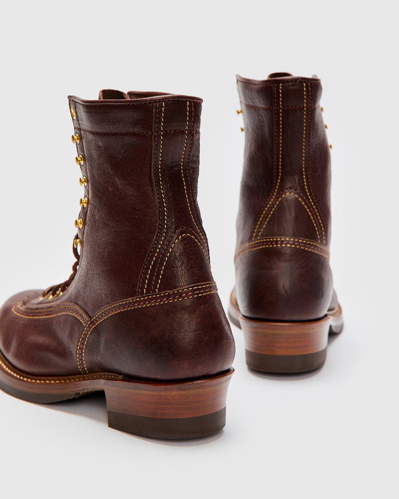 8" Donkey Puncher Boot in Ezo Shika Deerskin Dark Brown